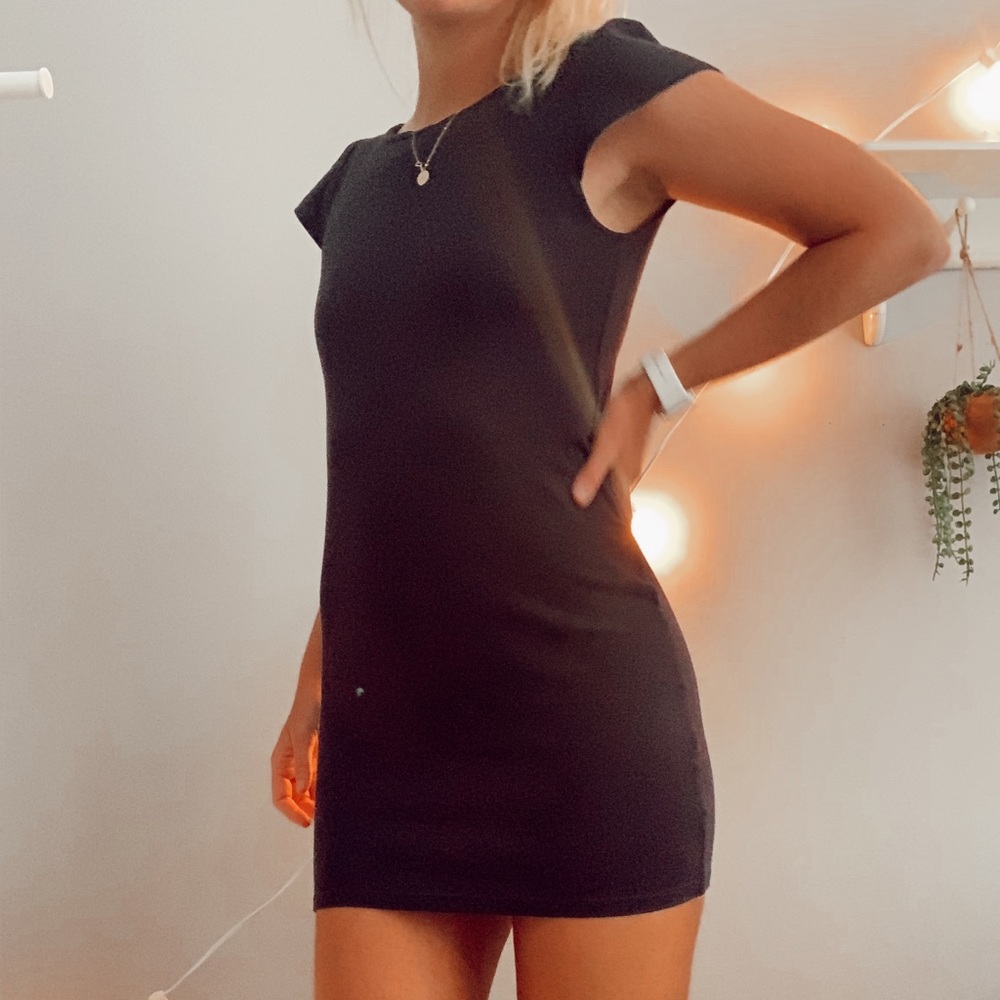 vintage navy body con mini dress
